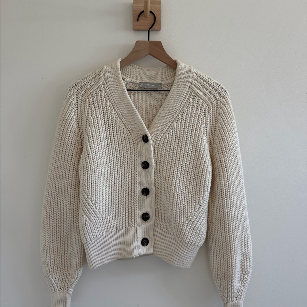 Everlane Neutral Cream Chunky Button-Up Cardigan